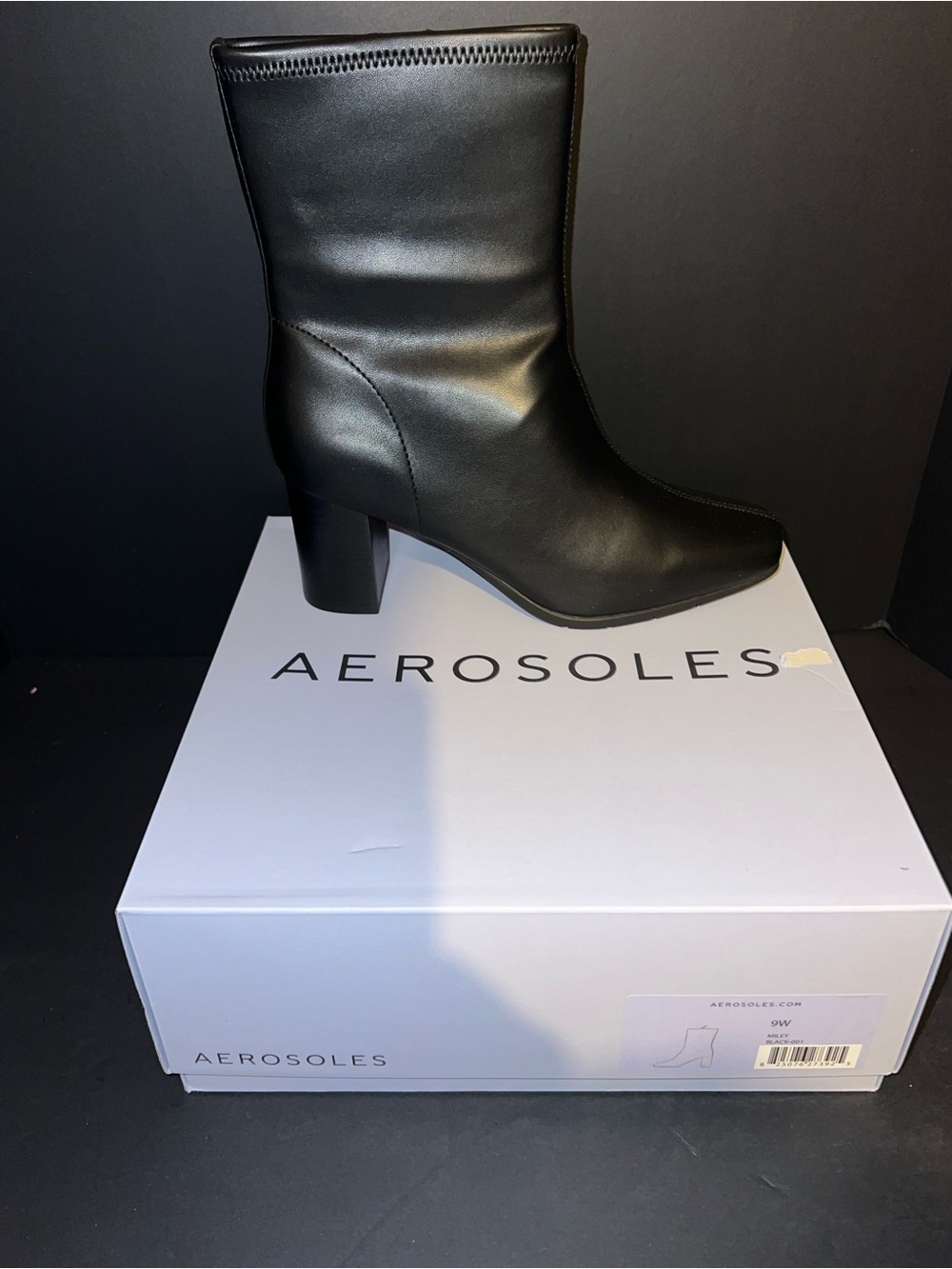 AEROSOLES Black Mid-Calf Block Heel Boot